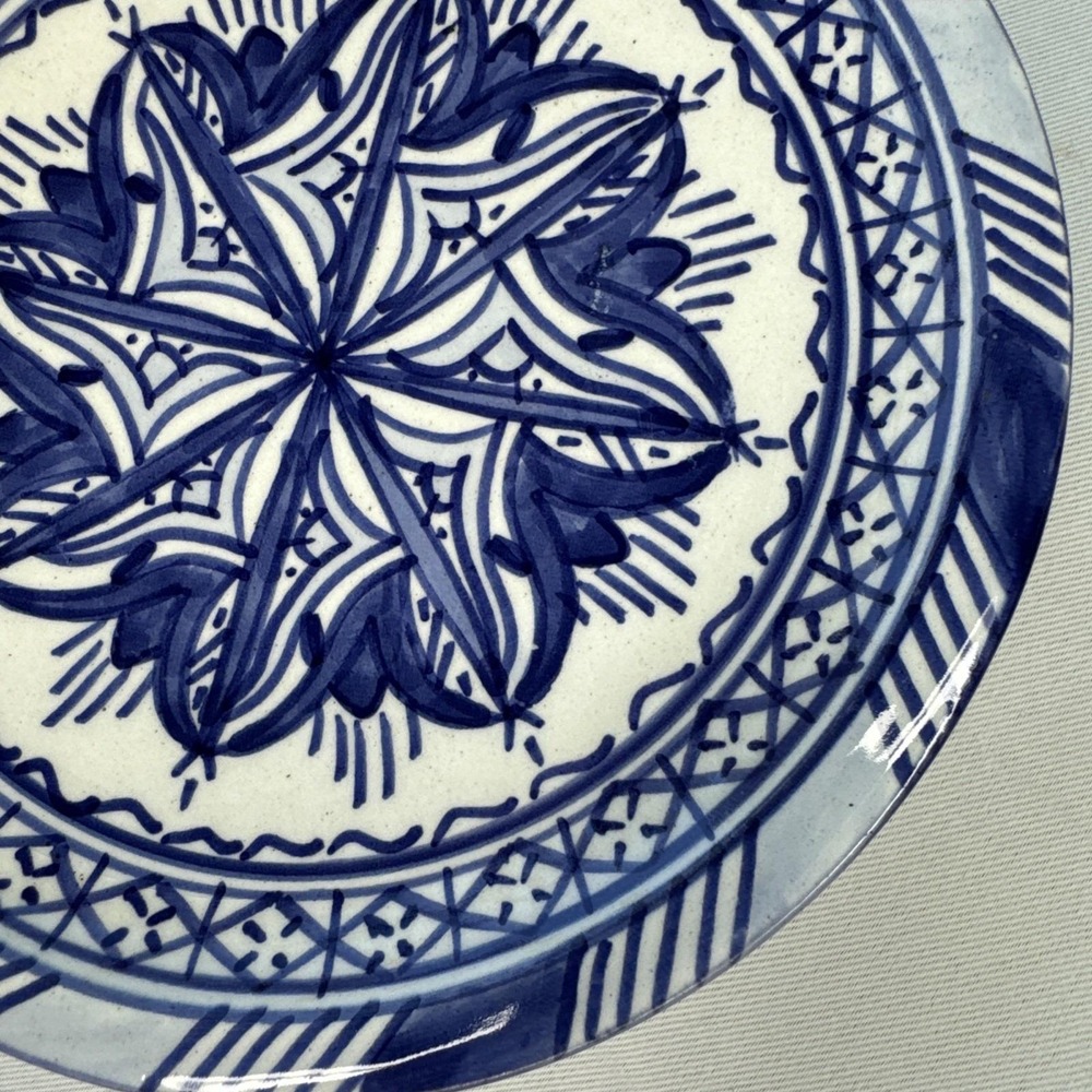 Vintage Signed FES small bowl Hand Made‎ Hand Painted Morocco 7 inch - Picture 3 of 10